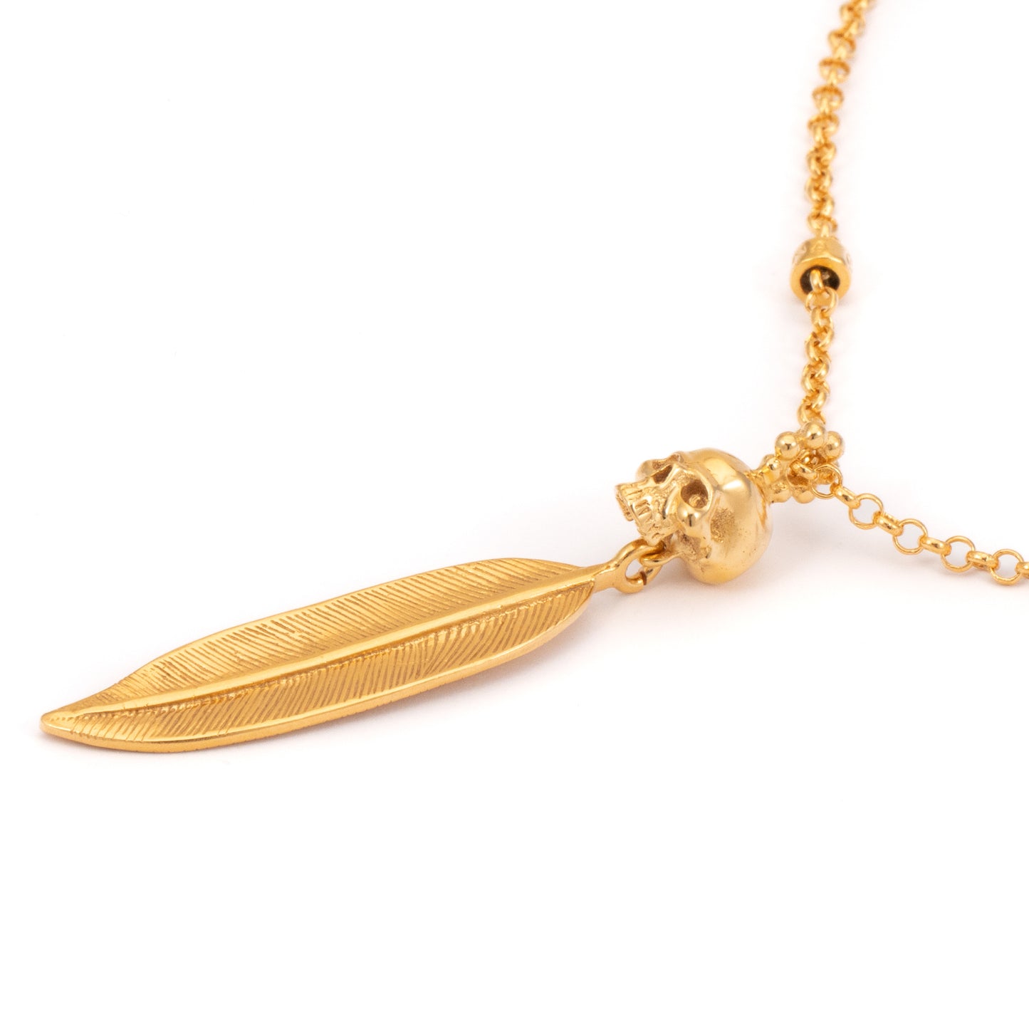 CADENA CALAVERA PLUMA GRANDE