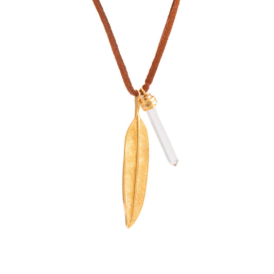 COLGANTE ANTELINA PLUMA Y CUARZO