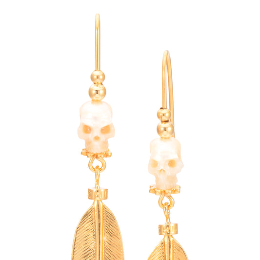 PENDIENTE CALAVERA PLUMA GRANDE