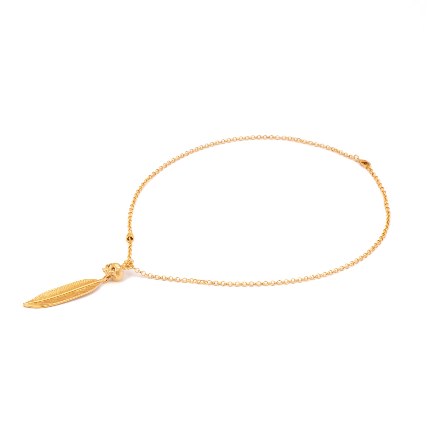 CADENA CALAVERA PLUMA GRANDE