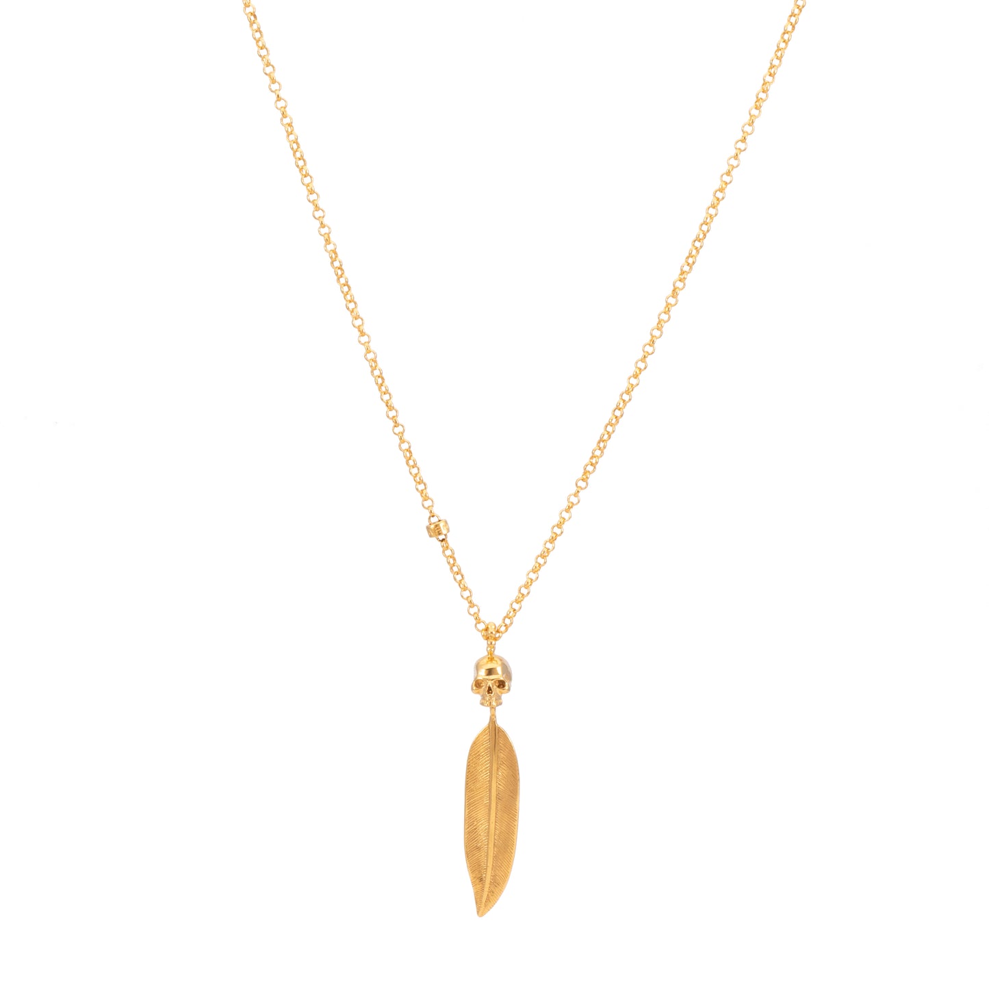 CADENA CALAVERA PLUMA GRANDE