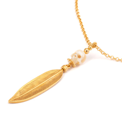 CADENA CALAVERA PLUMA GRANDE