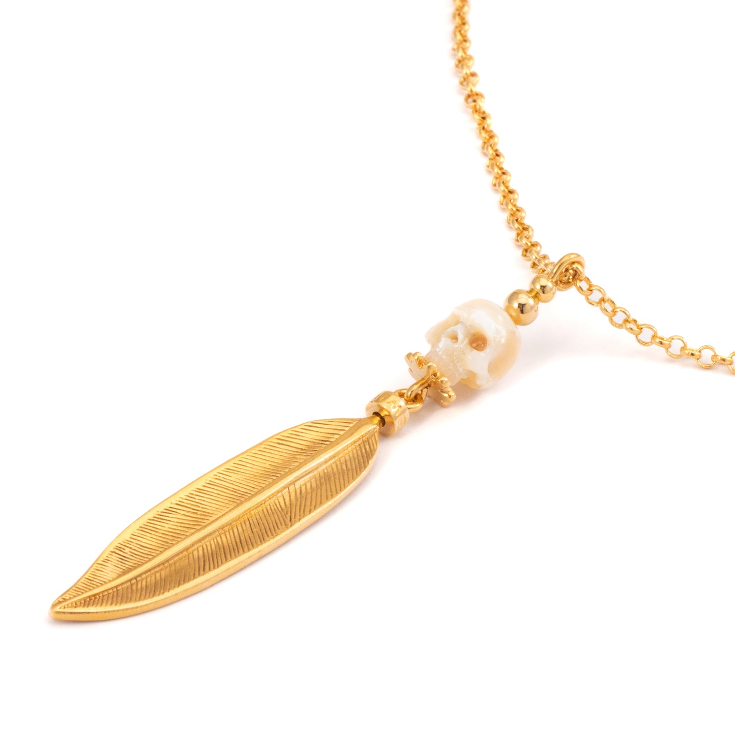 CADENA CALAVERA PLUMA MEDIANA