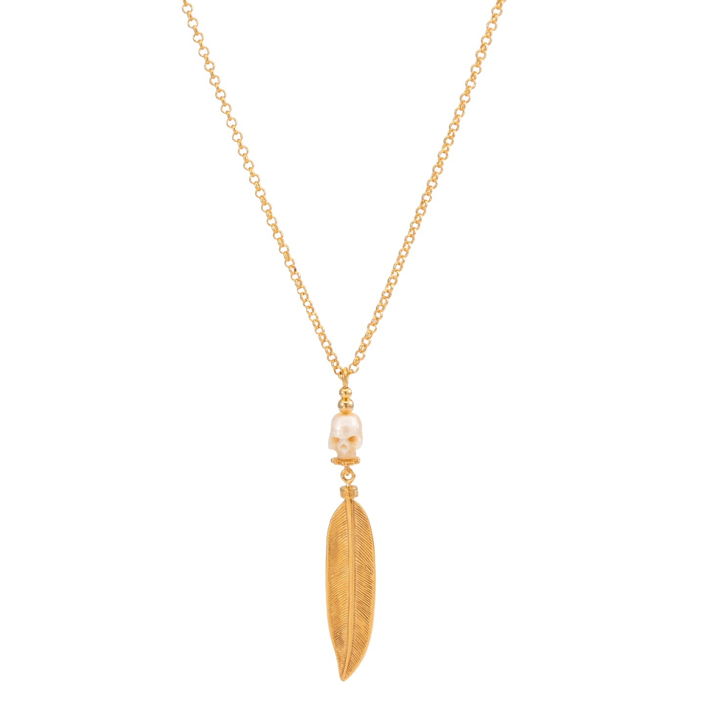 CADENA CALAVERA PLUMA MEDIANA