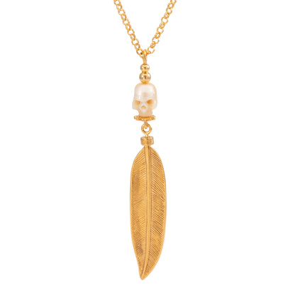 CADENA CALAVERA PLUMA MEDIANA