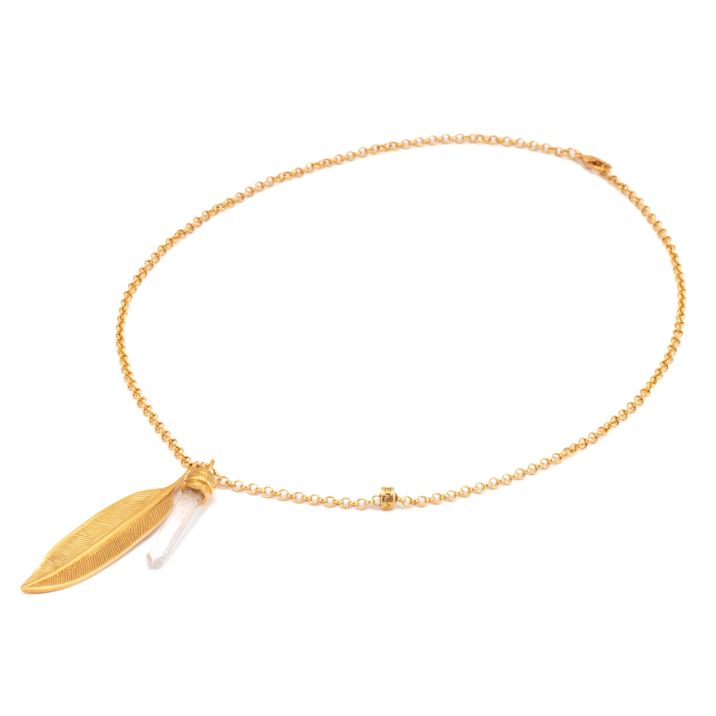 COLGANTE CADENA PLUMA Y CUARZO