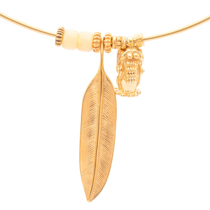 GARGANTILLA 1.5 MM PLUMA GRANDE, DRAGON Y ASTA